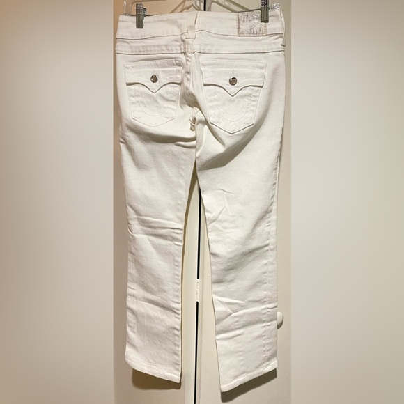 True Religion White Low-rise Flared Leg Jeans with Rhinestone Accents - Picture 8 of 9